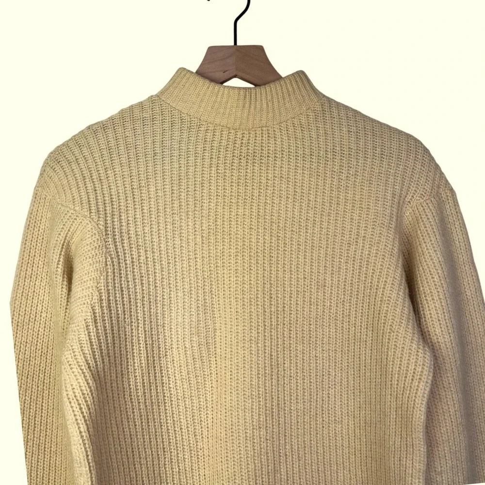 Vintage The Sheepery Wool Mock Neck Ribbed Sweater Pullover Size XS EU‎ 34-36